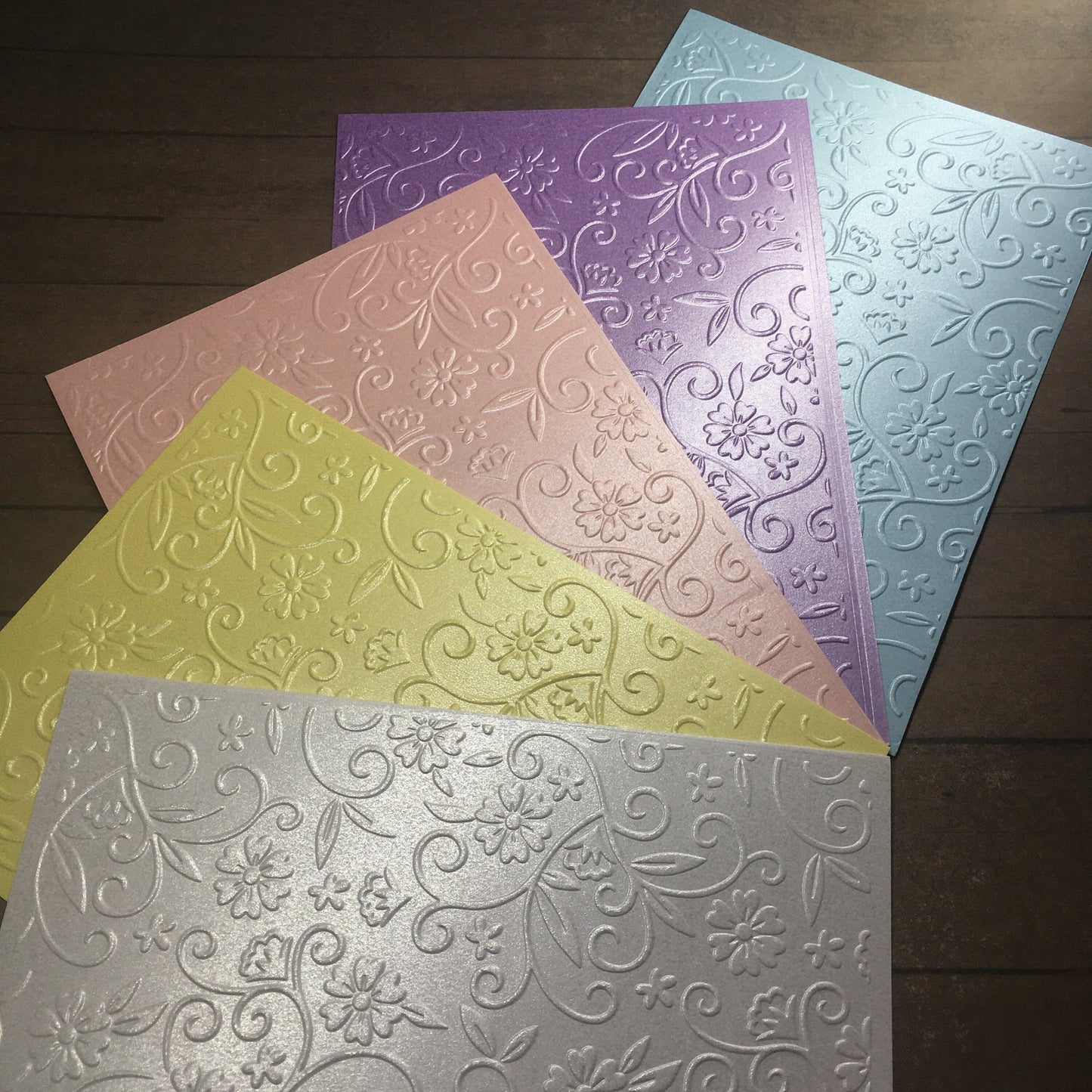 4 x Embossed Pearlised Floral Paper Cards – Components for Handmade Cards (10.5 x 14.5cm) – Pack F