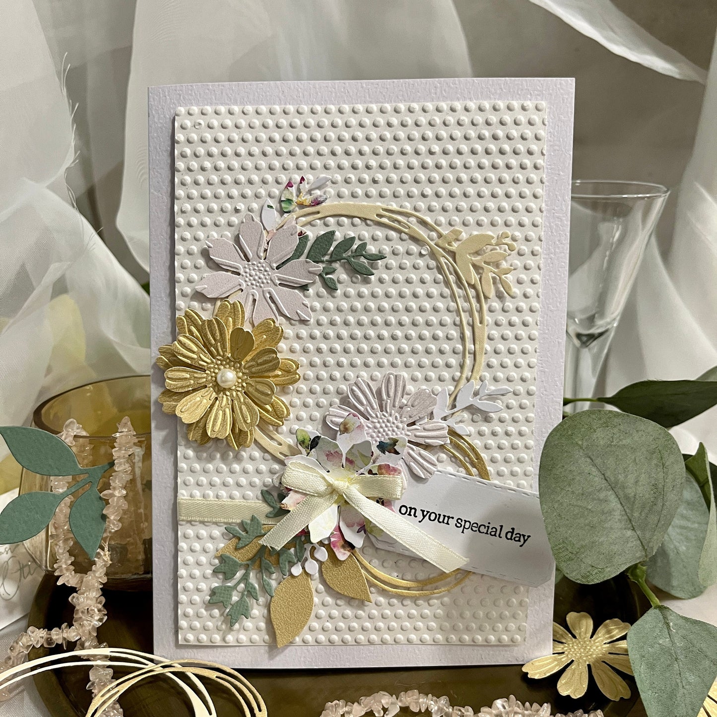 DIY Handmade Floral Card Making Kit – Embossed Card & Envelope (5x7")