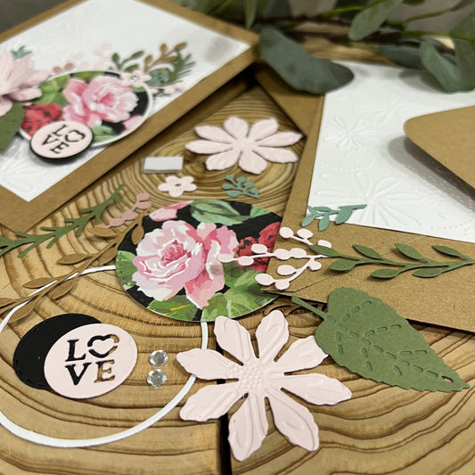 Handmade Embossed Floral Card Making Kit – Valentine’s Day, Birthday & More (5x7")