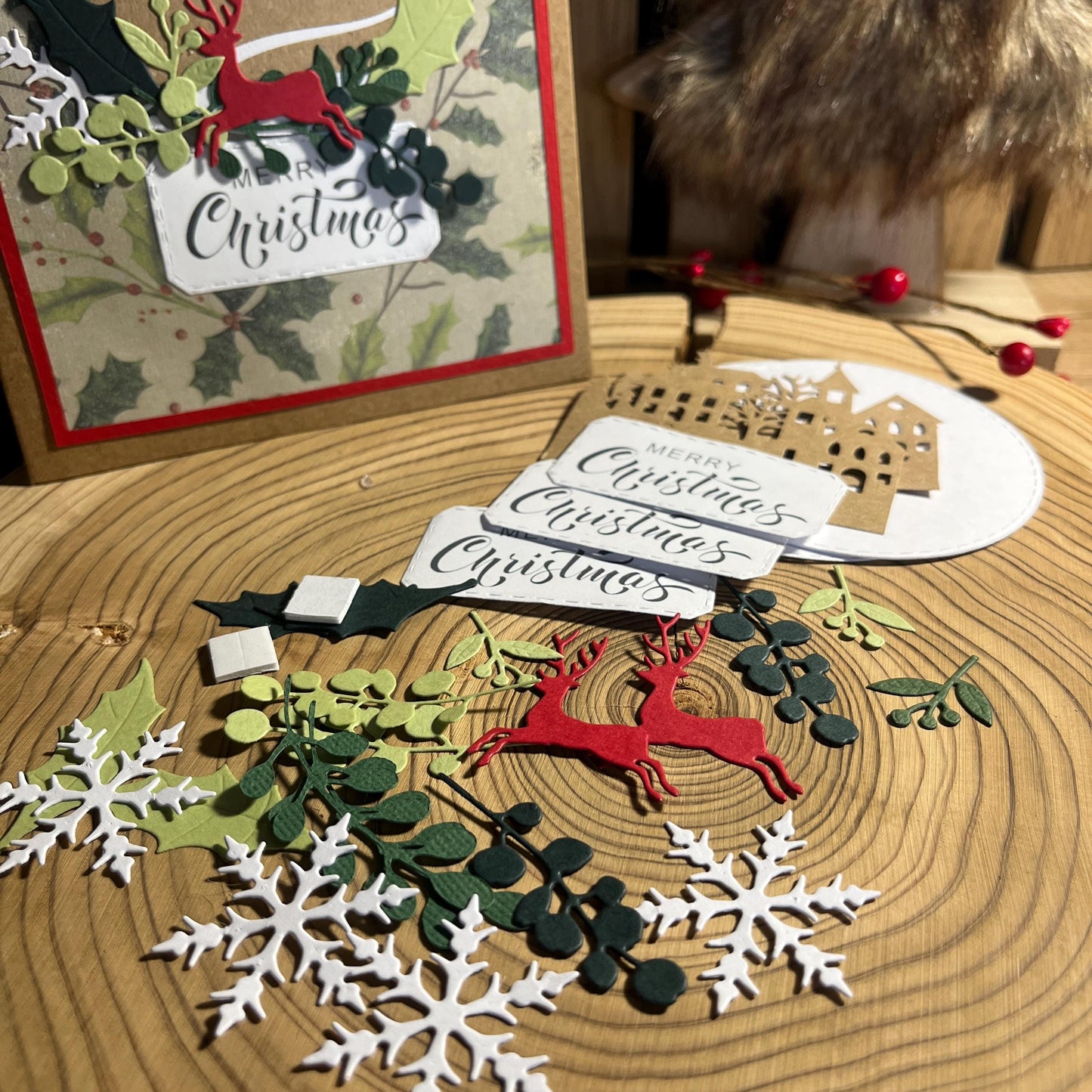 Christmas Card Making Kit – Handmade Embossed Holiday Cards with Envelopes (5x7") – Pack B