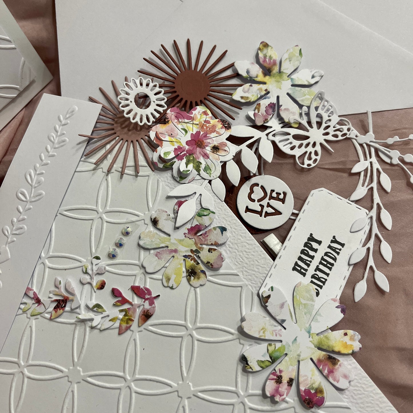 DIY Embossed Wedding Card Making Kit – Handmade Floral Card & Envelope (5x7")