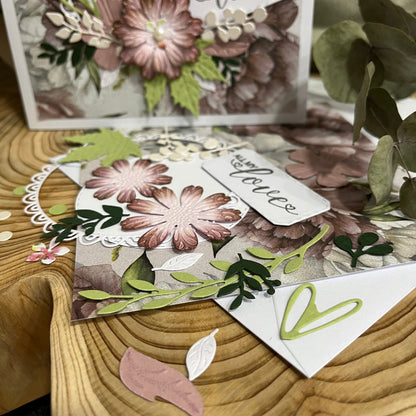 DIY Floral Card Making Kit – Handmade Embossed Card & Envelope (6x6") – Birthday & Mother’s Day