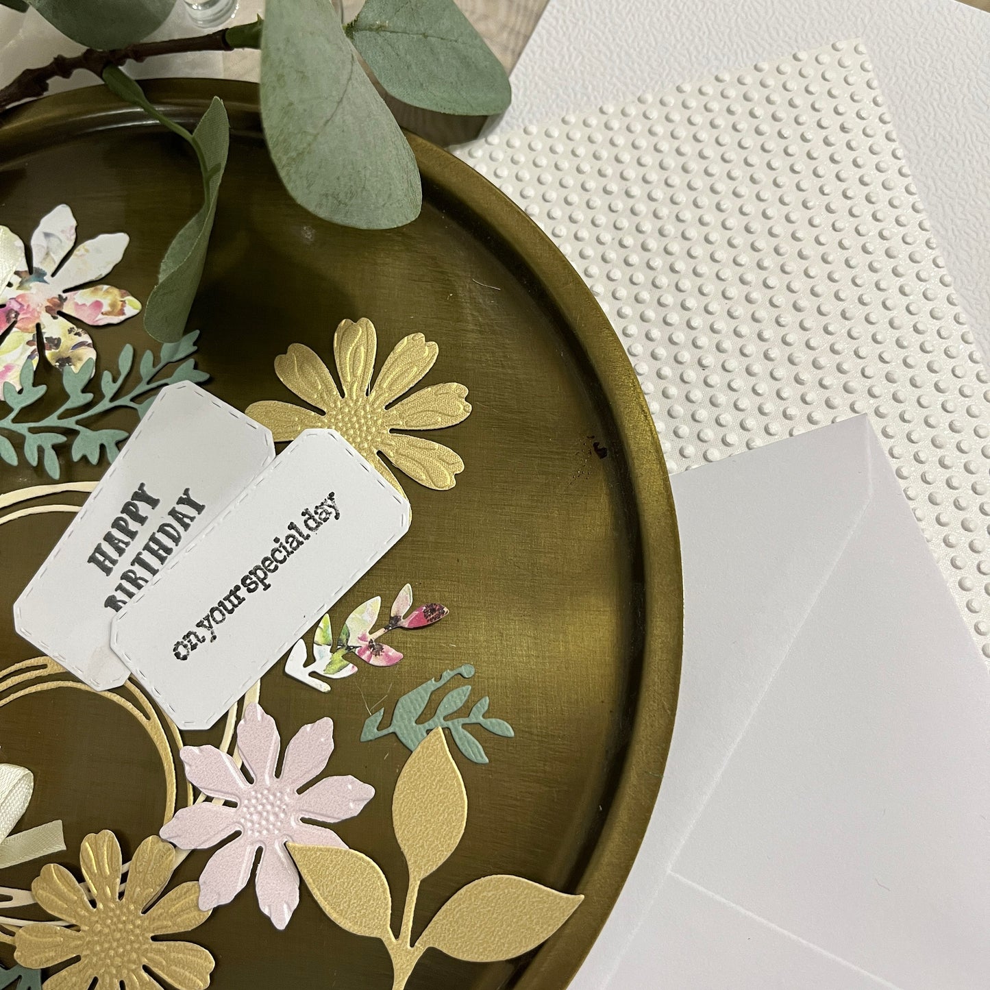 DIY Handmade Floral Card Making Kit – Embossed Card & Envelope (5x7")