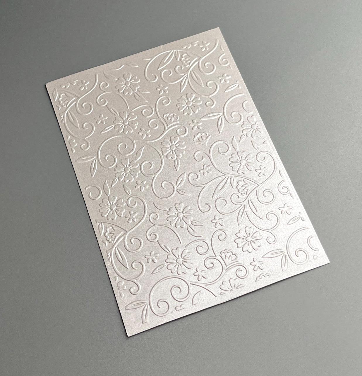 Embossed Flower Pearlised Paper Cards – Components for Handmade Cards (10.5 x 14.5cm)