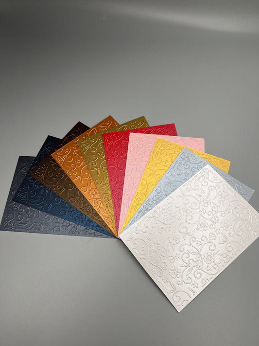 Embossed Flower Pearlised Paper Cards – Components for Handmade Cards (10.5 x 14.5cm)