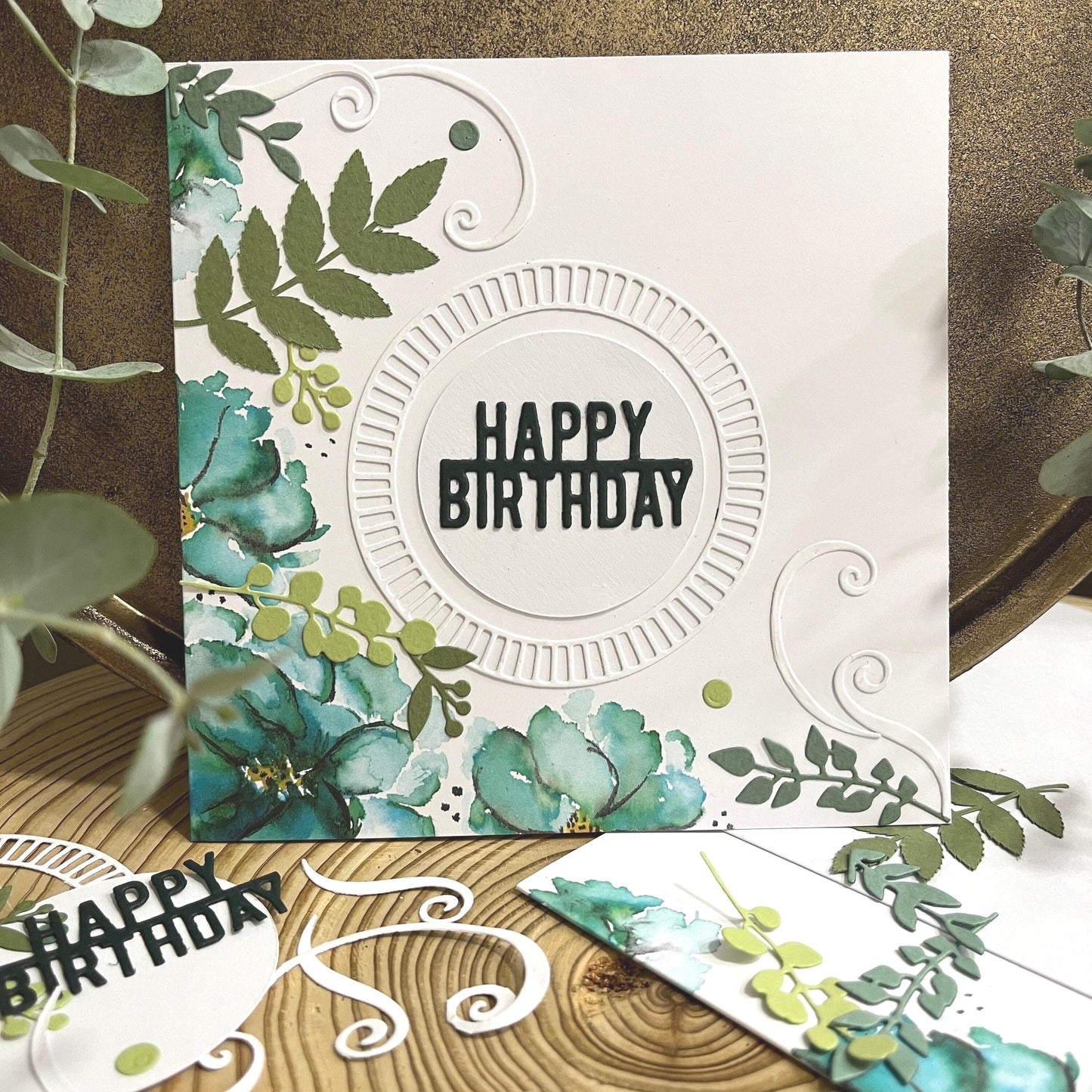 Handmade Birthday Card Making Kit – Embossed Floral Design with Envelope (6x6")