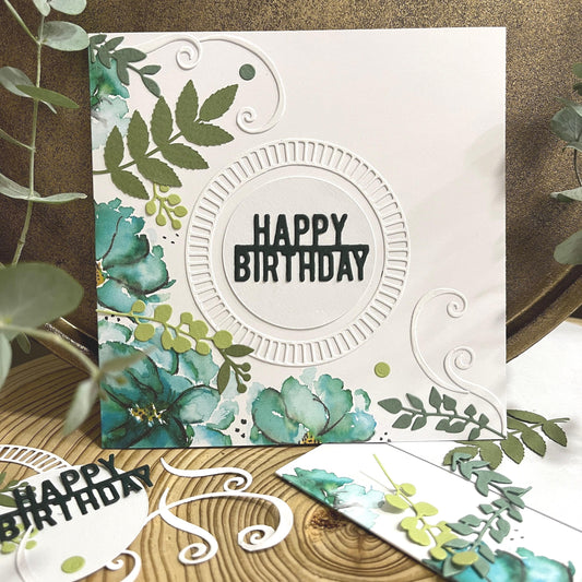 Handmade Birthday Card Making Kit – Embossed Floral Design with Envelope (6x6")