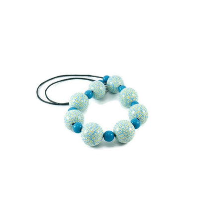 Handmade Turquoise & Yellow Polymer Clay Beaded Necklace – Artisan Jewellery Gift for Her