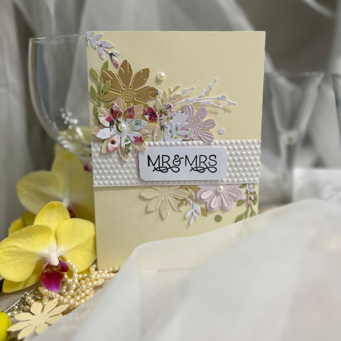 DIY Wedding Card Making Kit – Handmade Embossed Floral Card & Envelope (5x7")