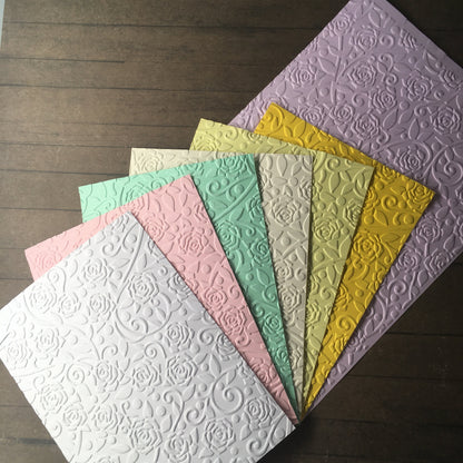 Embossed Rose Paper Card – Component for Handmade Cards (Multiple Sizes)