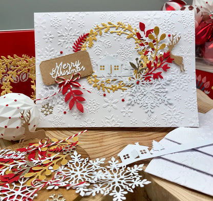 Luxury Christmas Card Making Kit – Handmade Embossed Holiday Cards with Envelopes (5x7") – Pack C