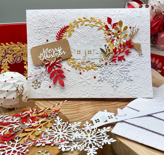 Luxury Christmas Card Making Kit – Handmade Embossed Holiday Cards with Envelopes (5x7") – Pack C