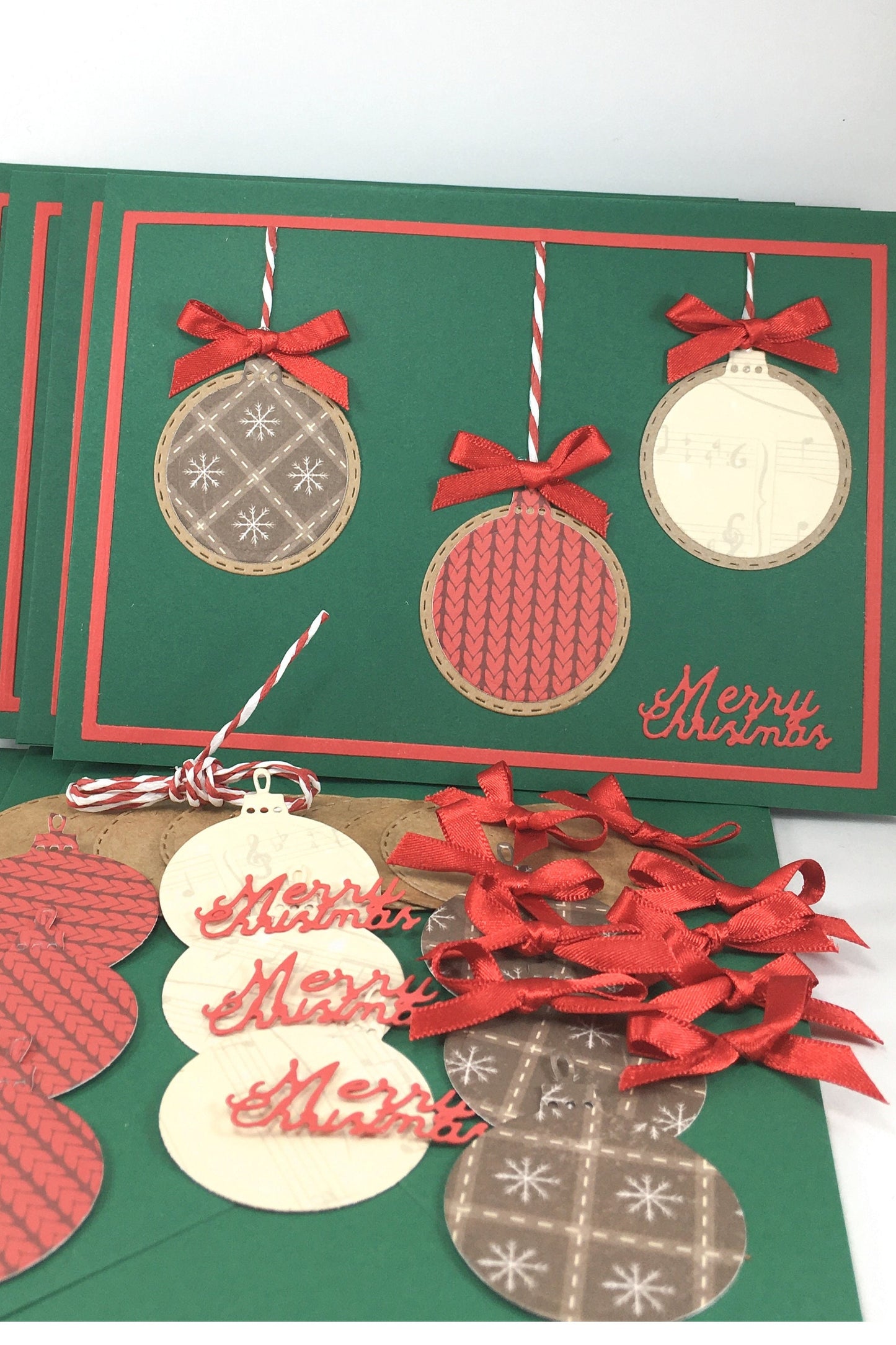 Christmas Card Making Kit – Handmade Embossed Holiday Cards with Envelopes (5x7") – Pack C
