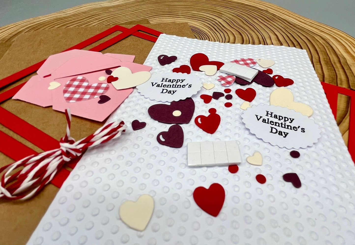Valentine’s Day DIY Card Making Kit – Handmade Embossed Card & Envelope (5x7")