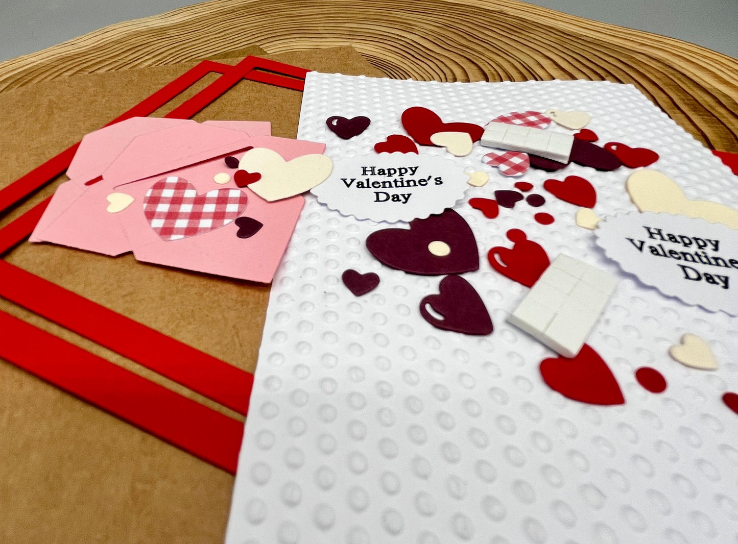 Valentine’s Day DIY Card Making Kit – Handmade Embossed Card & Envelope (5x7")