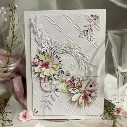 DIY Embossed Wedding Card Making Kit – Handmade Floral Card & Envelope (5x7")