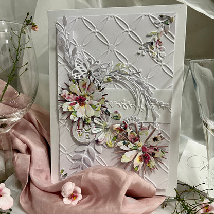 DIY Embossed Wedding Card Making Kit – Handmade Floral Card & Envelope (5x7")