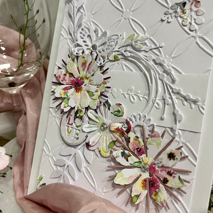 DIY Embossed Wedding Card Making Kit – Handmade Floral Card & Envelope (5x7")