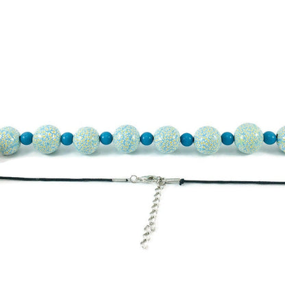 Handmade Turquoise & Yellow Polymer Clay Beaded Necklace – Artisan Jewellery Gift for Her