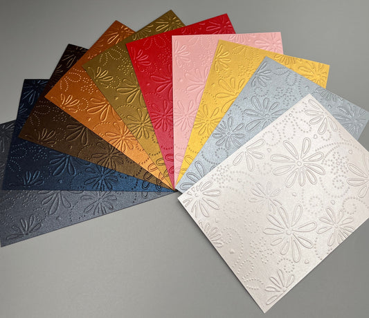Embossed Flower Pearlised Paper Cards – Components for Handmade Cards (10.5 x 14.5cm) – Pack C