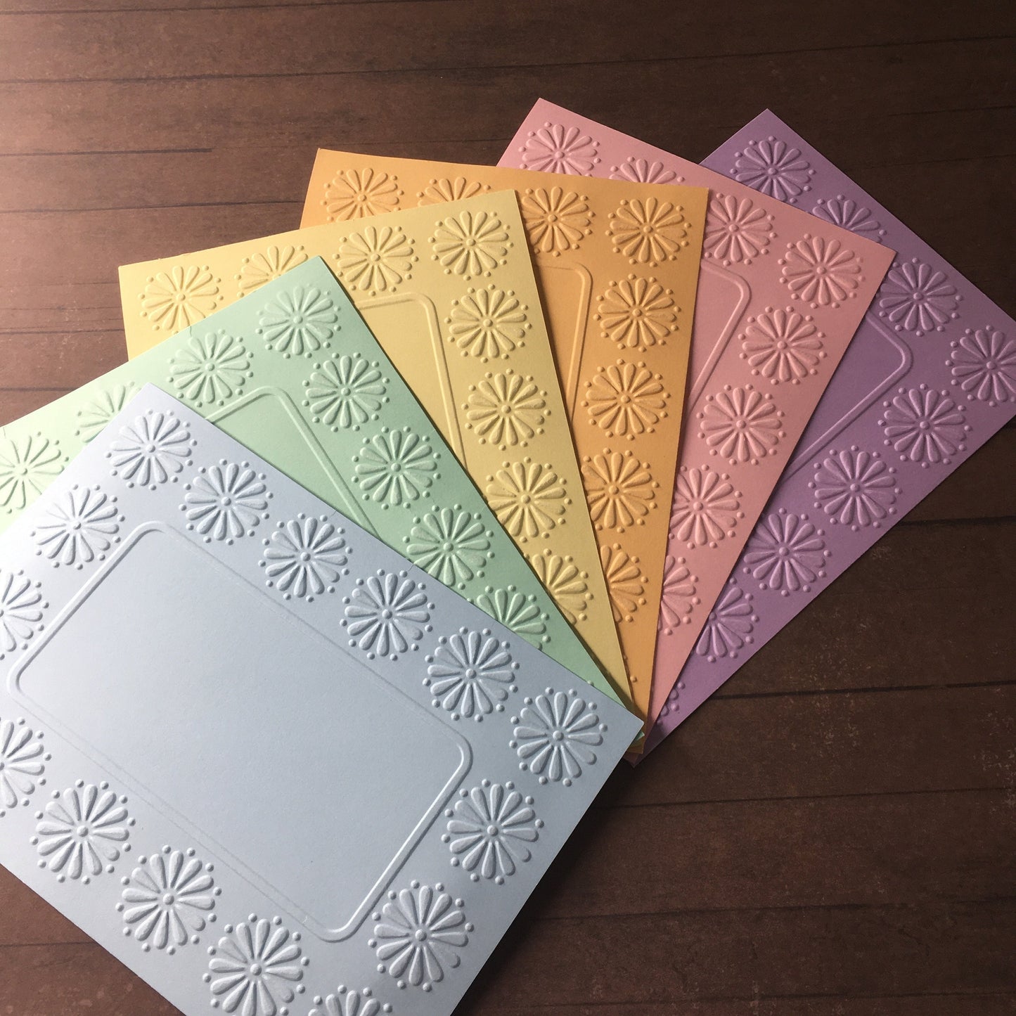 4 x Embossed Flower Paper Cards – Components for Handmade Cards (10.5 x 14.5cm) – Pack C