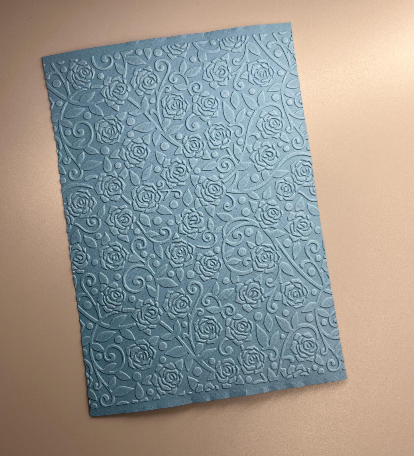 Embossed Rose Paper Cards – Components for Handmade Cards (Multiple Colours & Sizes)