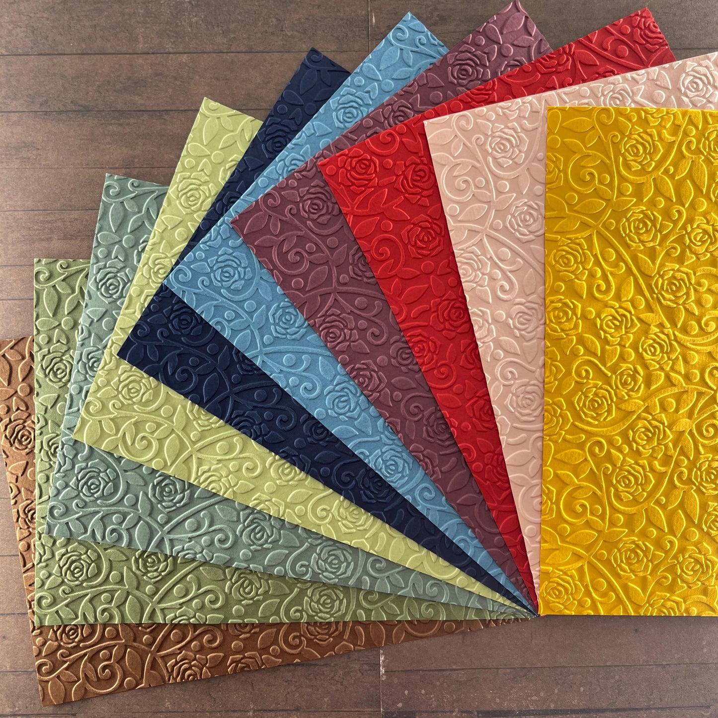 Embossed Rose Paper Cards – Components for Handmade Cards (Multiple Colours & Sizes)