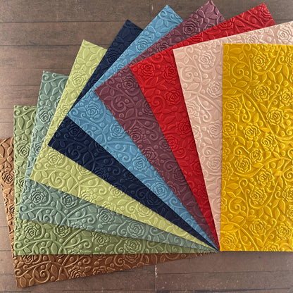 Embossed Rose Paper Cards – Components for Handmade Cards (Multiple Colours & Sizes)