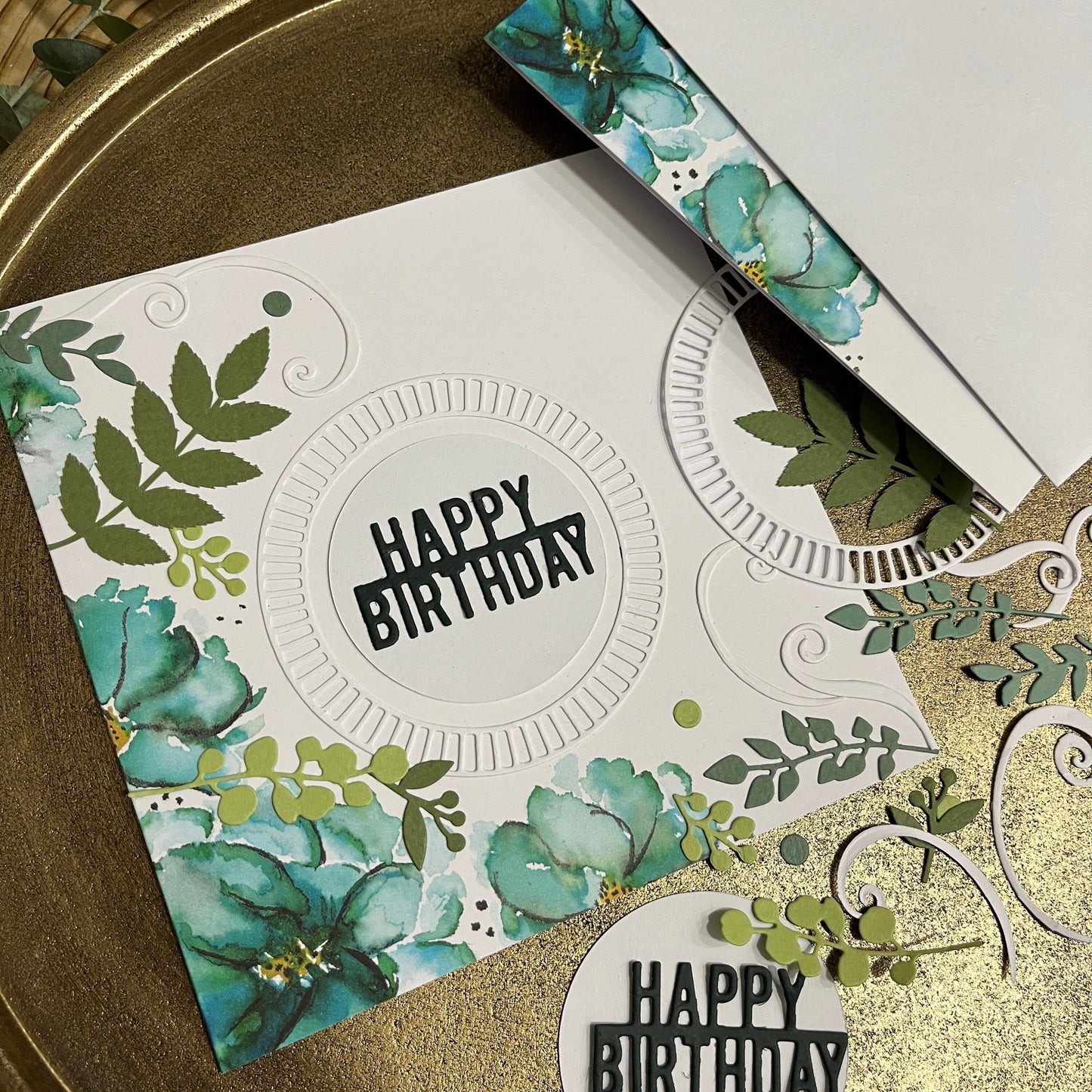 Handmade Birthday Card Making Kit – Embossed Floral Design with Envelope (6x6")