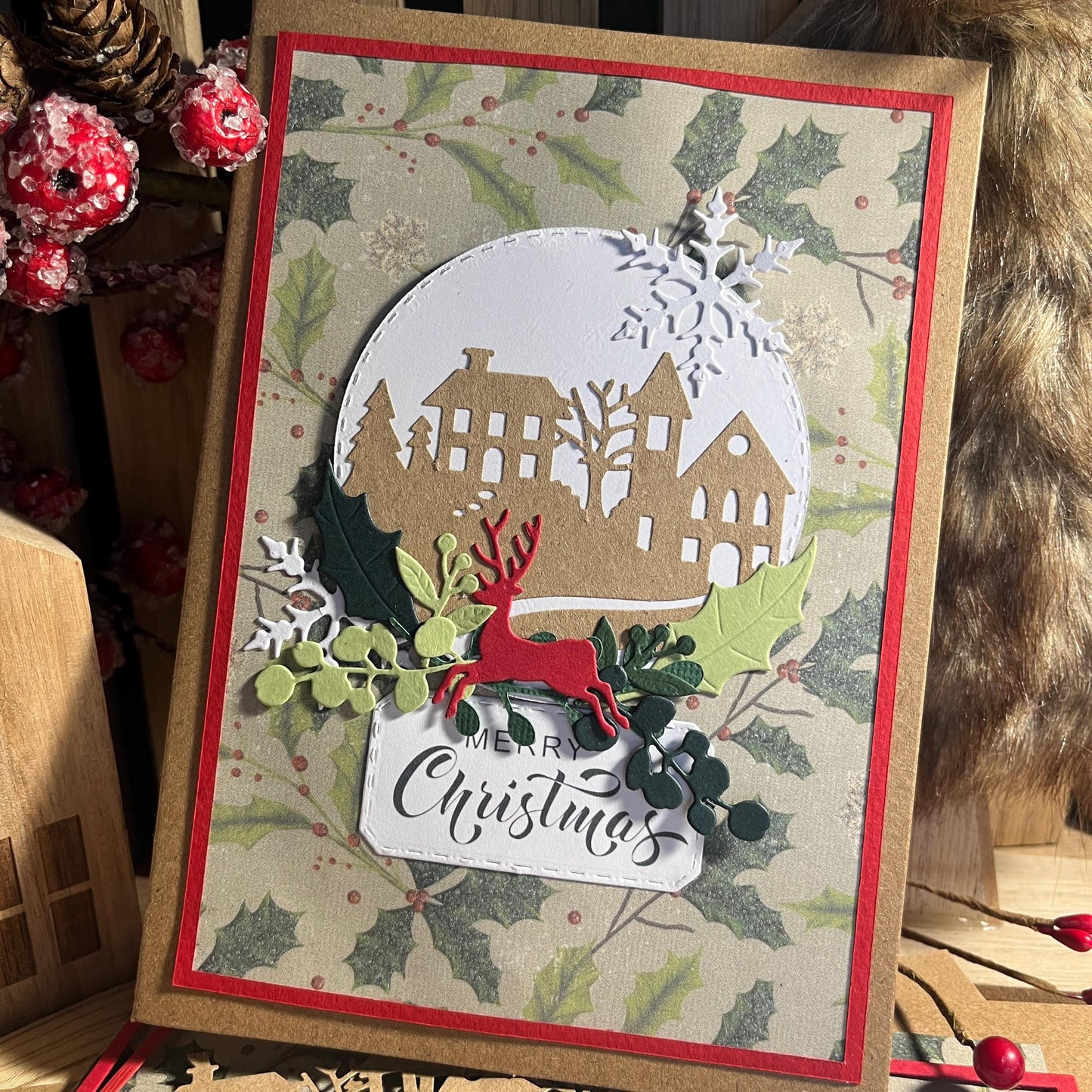 Christmas Card Making Kit – Handmade Embossed Holiday Cards with Envelopes (5x7") – Pack B
