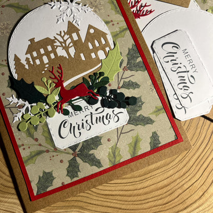 Christmas Card Making Kit – Handmade Embossed Holiday Cards with Envelopes (5x7") – Pack B
