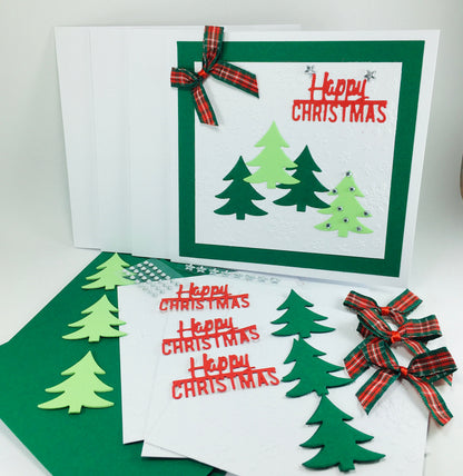 Embossed Christmas Card Making Kit – Makes 4 Handmade Holiday Cards with Envelopes (13.5 x 14.5cm)