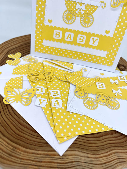 Baby Shower Card Making Kit – Handmade Embossed Card & Envelope (6x6")