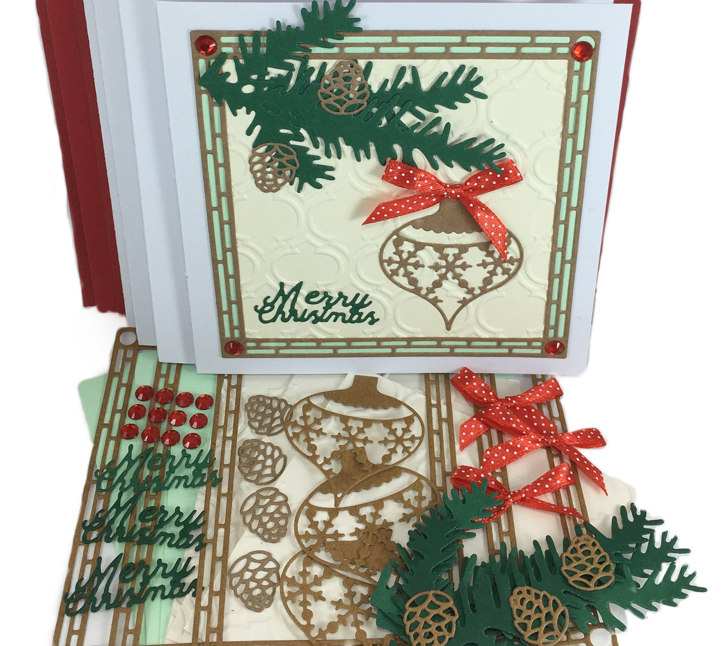 Christmas Embossed Card Making Kit – Makes 4 DIY Holiday Cards with Envelopes (13.5 x 14.5cm)