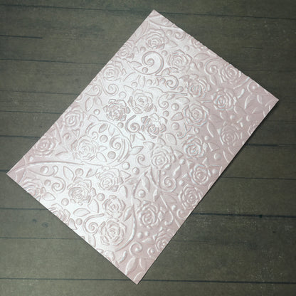 Embossed Pearlised Rose Paper Cards – For Cardmaking, Scrapbooking & Decoration