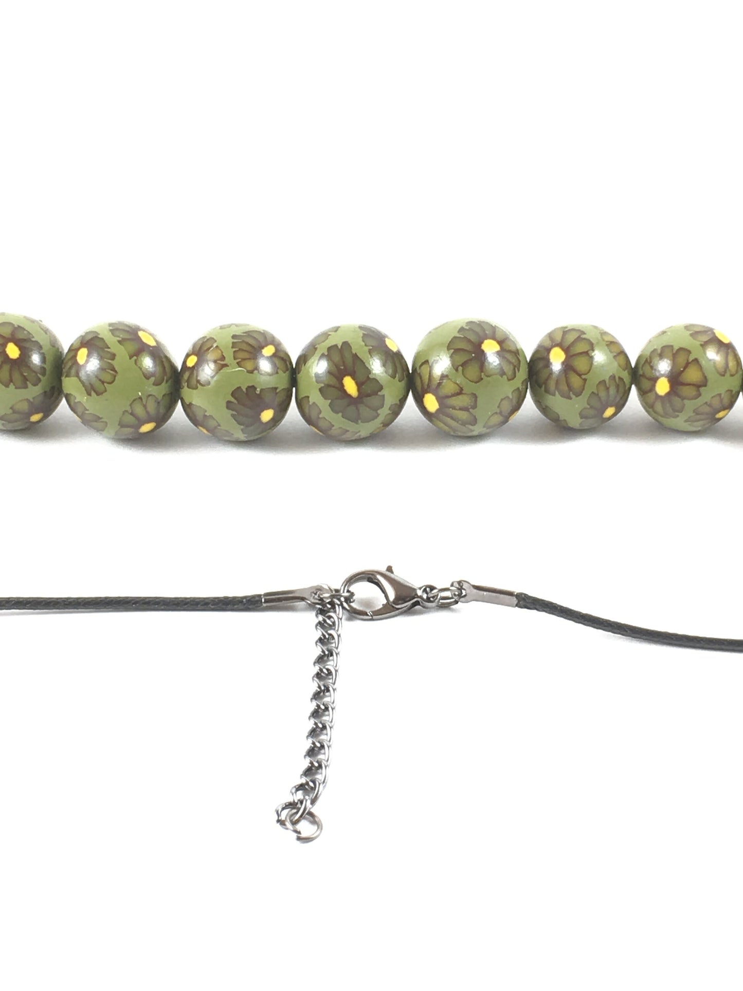 Handmade Olive & Brown Millefiori Polymer Clay Beaded Necklace & Earrings – Gift for Her