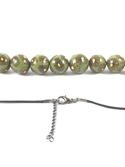 Handmade Olive & Brown Millefiori Polymer Clay Beaded Necklace & Earrings – Gift for Her