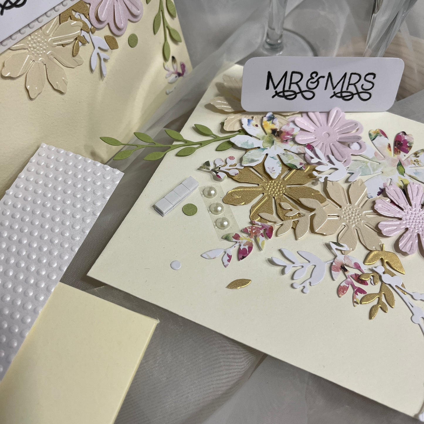 DIY Wedding Card Making Kit – Handmade Embossed Floral Card & Envelope (5x7")