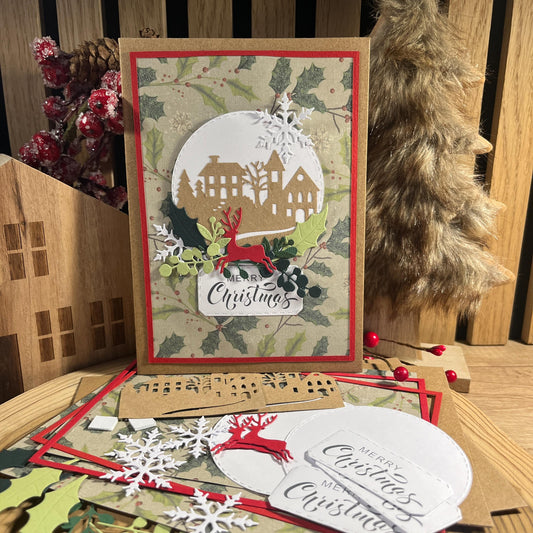 Christmas Card Making Kit – Handmade Embossed Holiday Cards with Envelopes (5x7") – Pack B