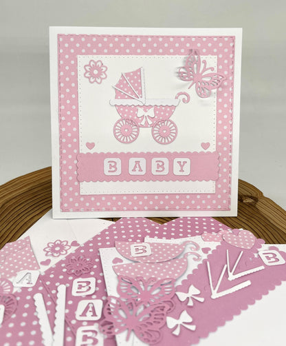 Baby Shower Card Making Kit – Handmade Embossed Card & Envelope (6x6")