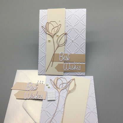 Handmade Embossed Wedding & Bridal Shower Card Making Kit with Envelope (A6)