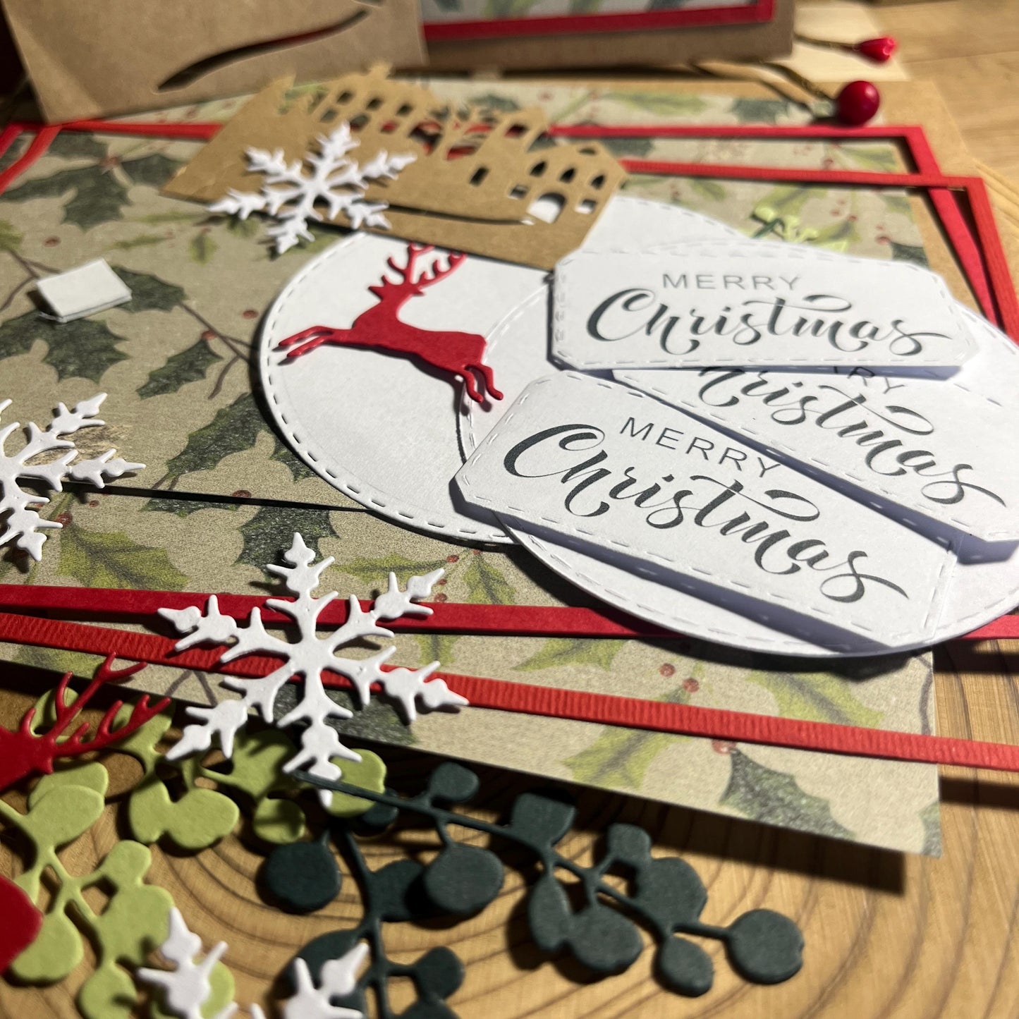Christmas Card Making Kit – Handmade Embossed Holiday Cards with Envelopes (5x7") – Pack B