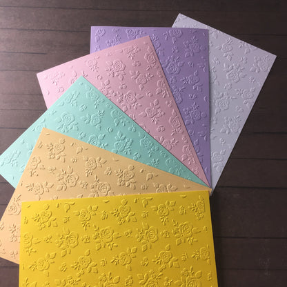 4 x Embossed Rose Paper Cards – Components for Handmade Cards (10.5 x 14.5cm)