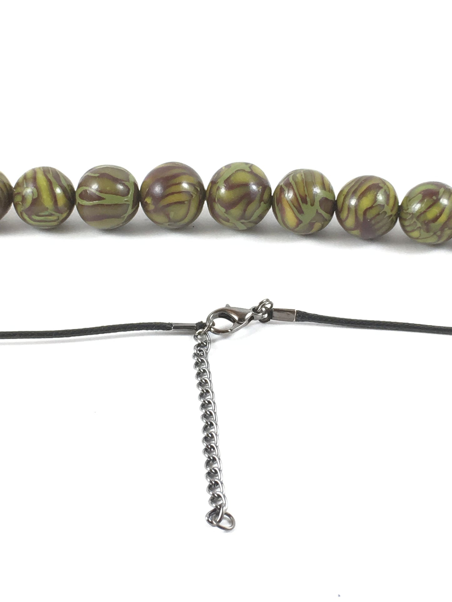 Handmade Olive, Brown & Yellow Polymer Clay Beaded Necklace & Earrings Set – Gift for Her