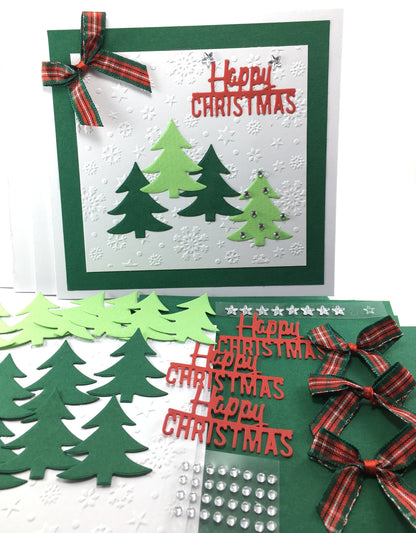 Embossed Christmas Card Making Kit – Makes 4 Handmade Holiday Cards with Envelopes (13.5 x 14.5cm)