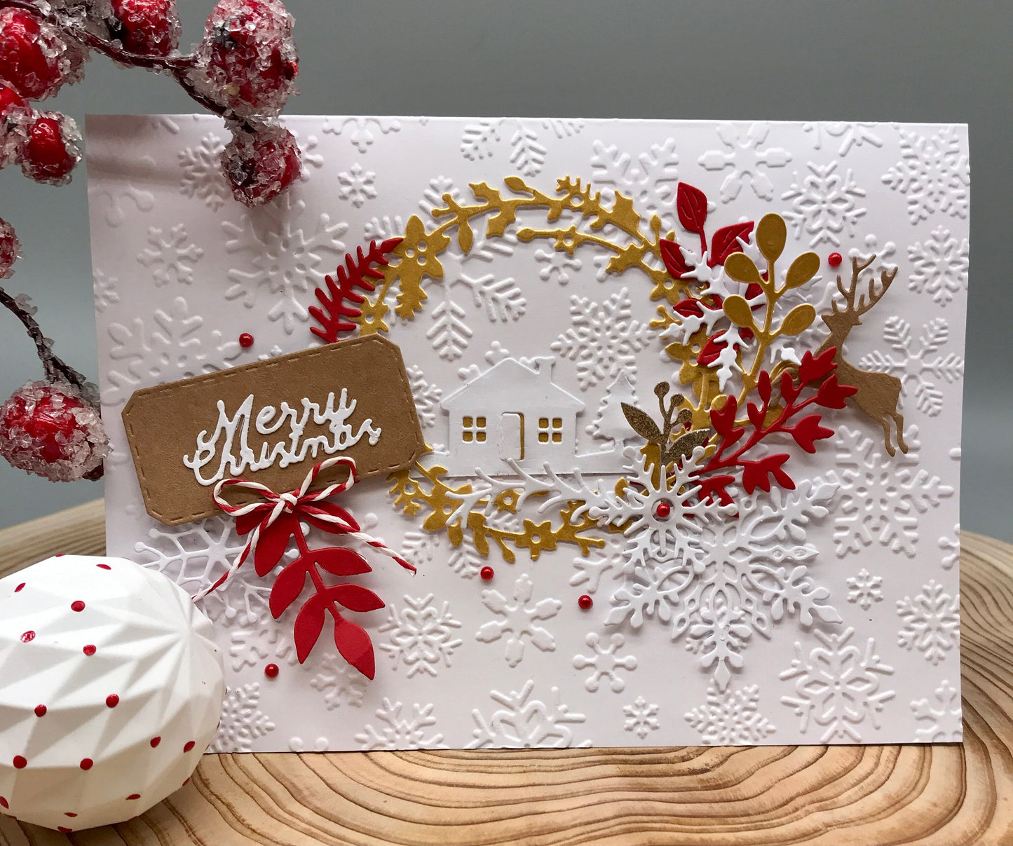 Luxury Christmas Card Making Kit – Handmade Embossed Holiday Cards with Envelopes (5x7") – Pack C