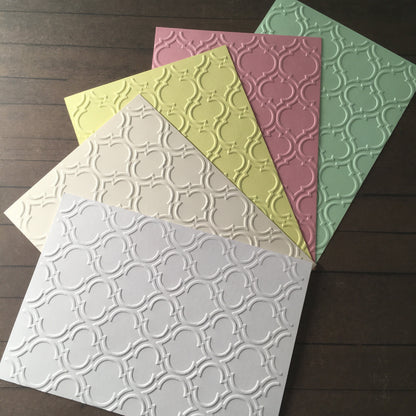 4 x Embossed Paper Cards – Components for Handmade Cards (10.5 x 14.5cm, Multiple Colours)