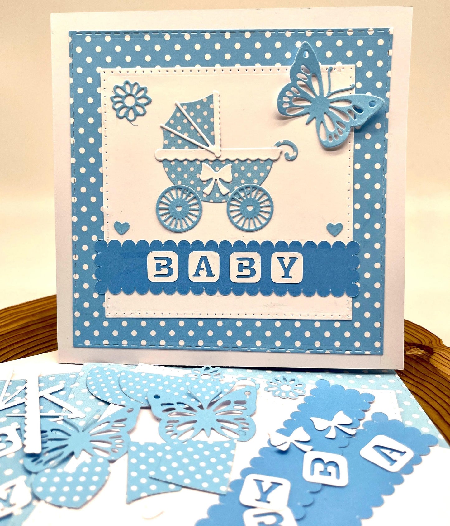 Baby Shower Card Making Kit – Handmade Embossed Card & Envelope (6x6")