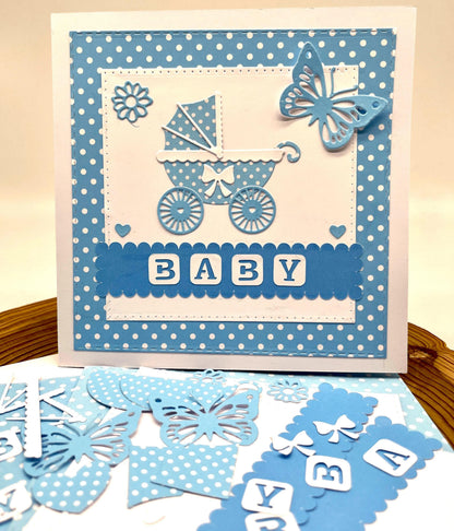 Baby Shower Card Making Kit – Handmade Embossed Card & Envelope (6x6")