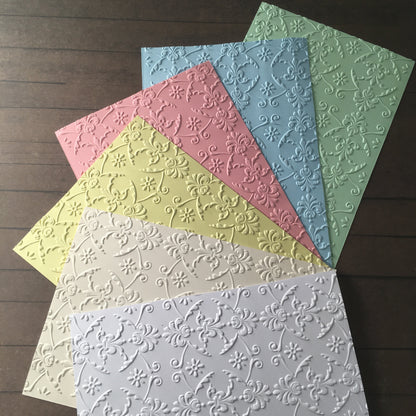 4 x Embossed Floral White Paper Cards – Components for Handmade Cards (10.5 x 14.5cm)